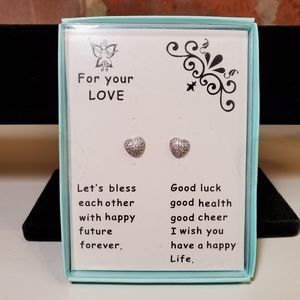 Heart Shaped crystal encrusted stud earrings